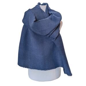 FRAAS The Scarf Company Blue Raw Edge Crimped Scarf 28" x 70"